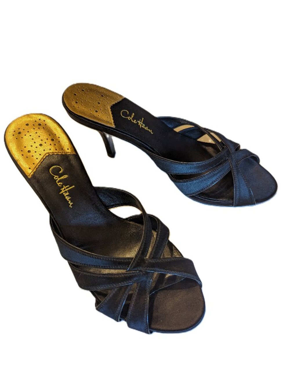 Cole Haan black satin heels